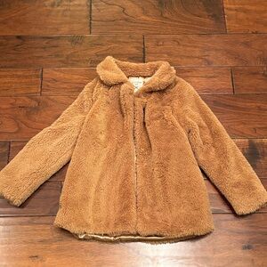 Hayden Cozy Tan Faux Fur Kids Coat